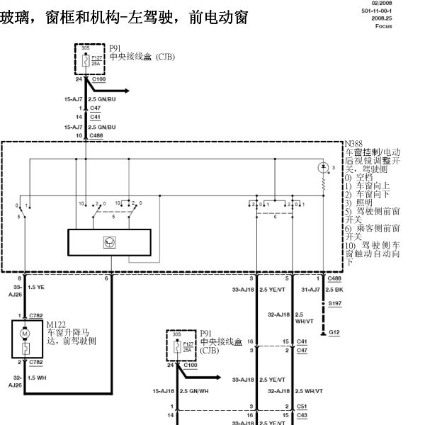 2008-2010年福克斯玻璃升降器电路图
