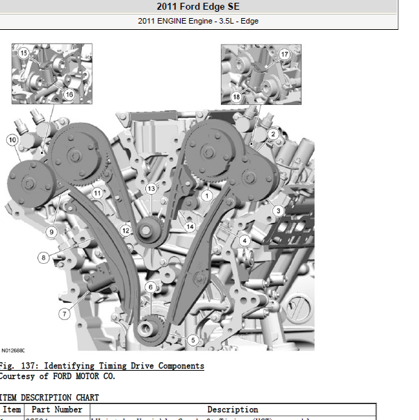 2011年福特锐界3.5发动机正时