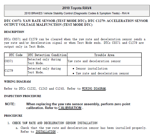 2010年丰田RAV4故障码资料