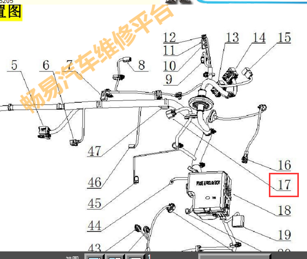 15年长安CS35雨刷器电机位置