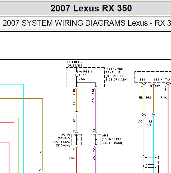 2007年雷克萨斯RX350 倒车雷达电路图