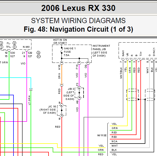 2006年雷克萨斯RX330倒车雷达电路图.