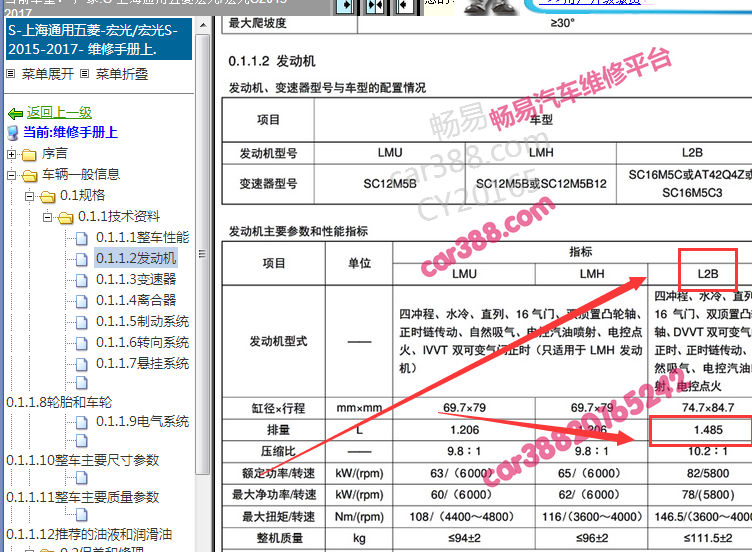 2015-2017年五菱宏光L2B发动机电路图