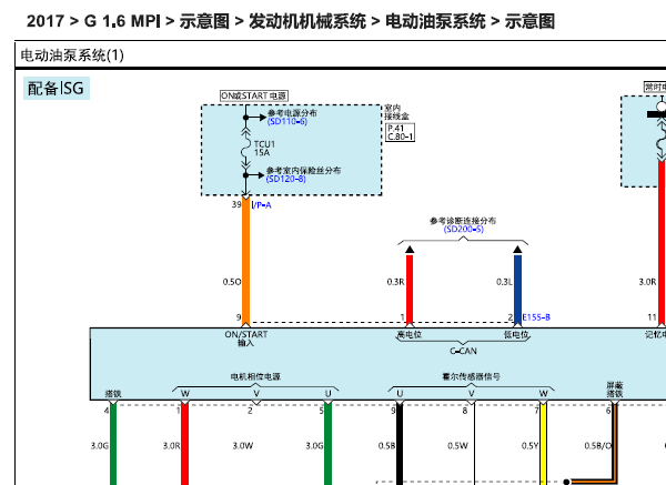 2017年现代伊兰特悦动油泵控制盒电路图[
