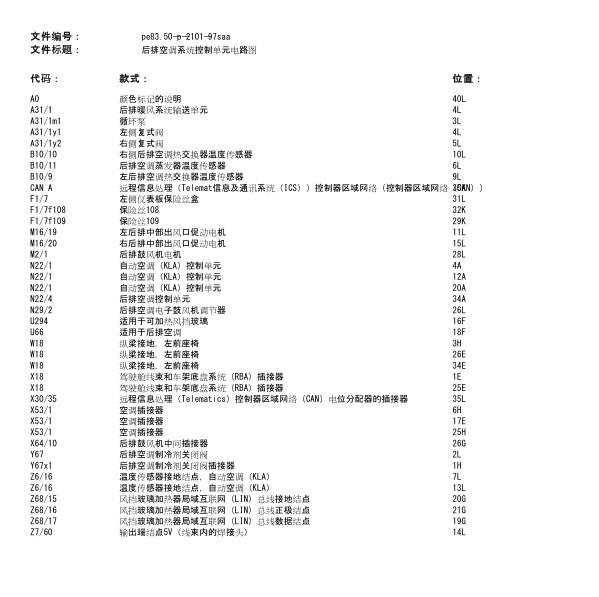2011年奔驰S400空调电路图