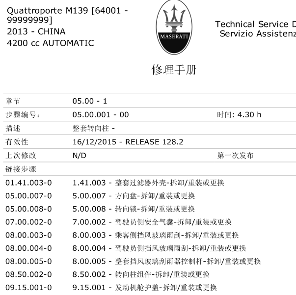 2008-2013年玛萨拉蒂总裁转向系统拆装