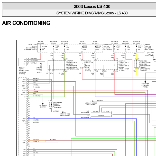 2003年雷克萨斯LS430空调电路图