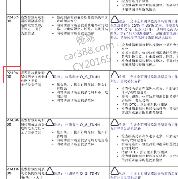 2014年路虎揽胜P240A 故障码解析