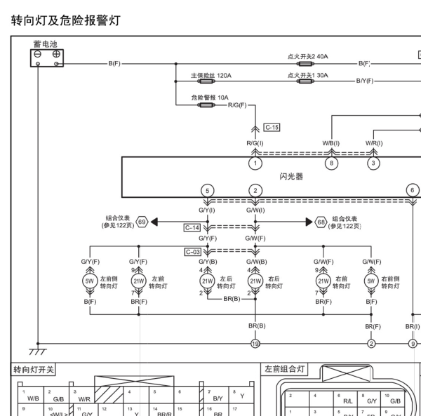12年奔腾B50转向灯电路图