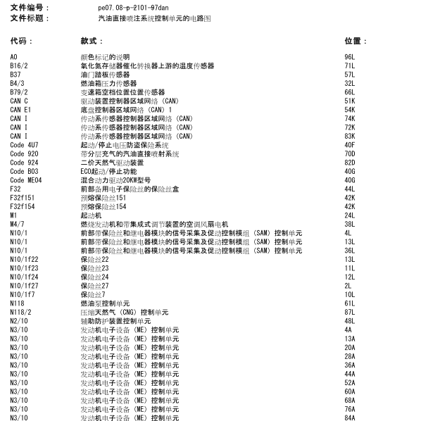 2016年奔驰E260燃油泵电路图