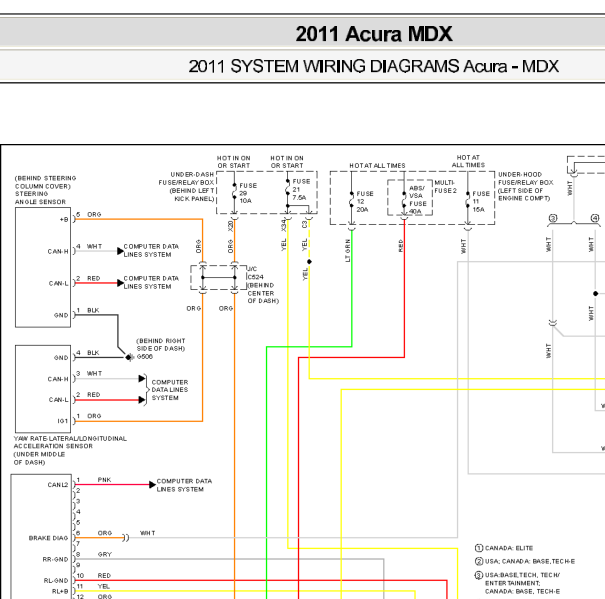 2011年讴歌MDX ABS电路图