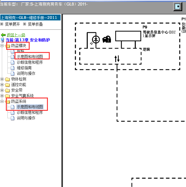 2011年别克GL8防盗系统电路图.