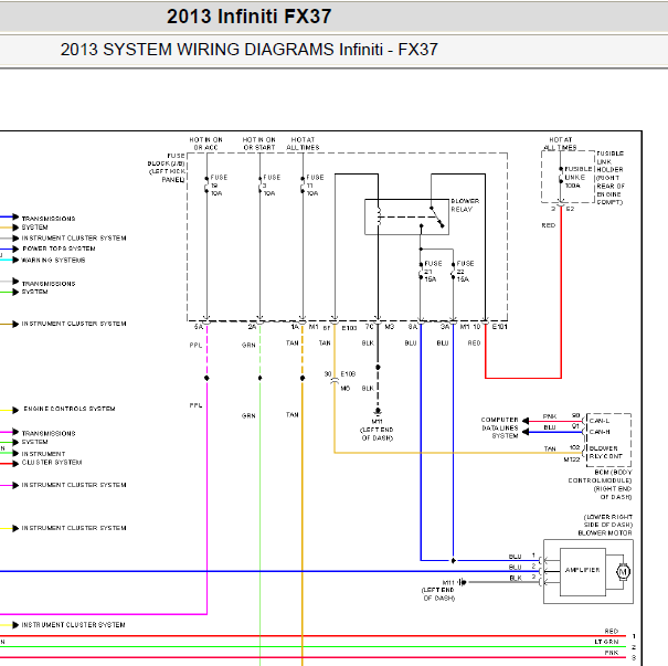 2013年英菲尼迪FX37空调电路图