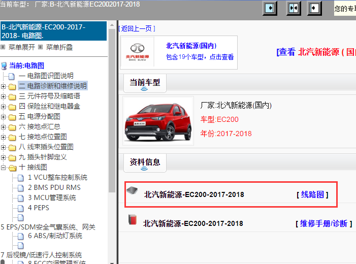 2017-2018年北汽新能源-EC200电路图