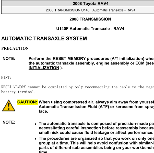 2008年丰田RAV4变速箱拆装