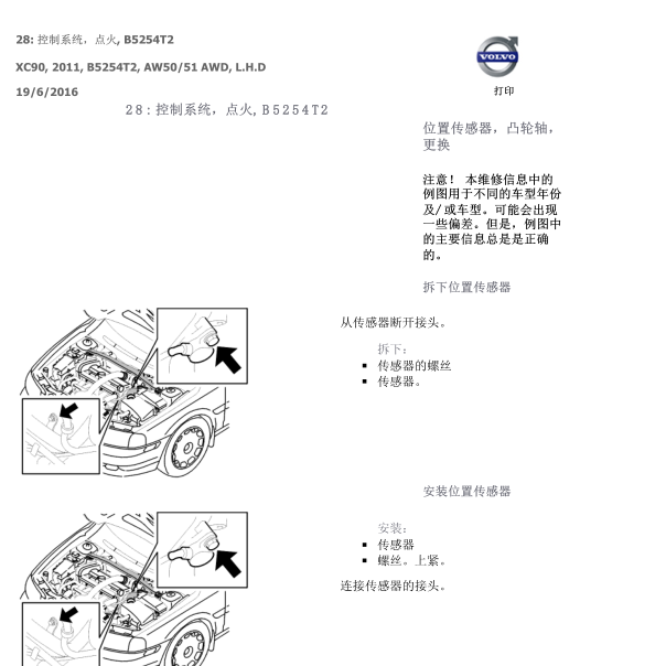 2011年沃尔沃XC90凸轮轴拆装