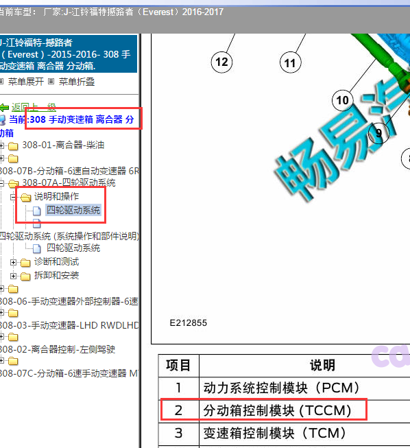 2016年福特撼路者分动箱模块位置