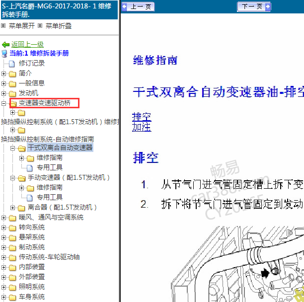 2017-2018年名爵MG6 变速箱维修资料