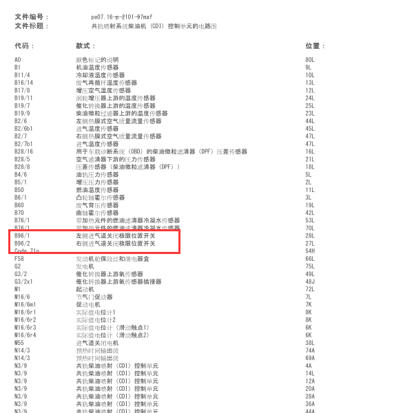 奔驰GL320进气管道极限位置开关电路图
