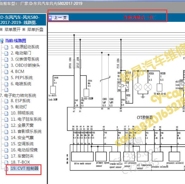 2017年风光580变速箱电路图