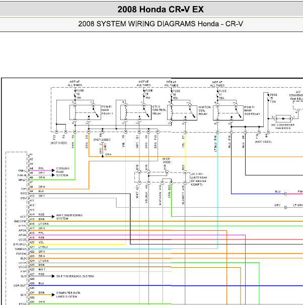 2008年本田XRV 2.4发动机电路图