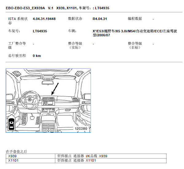 2006年宝马X5 X939位置