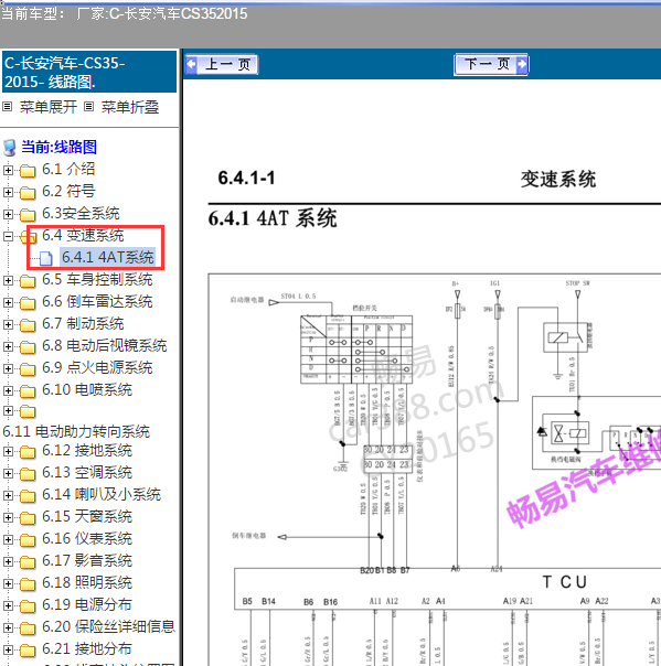 2015年长安CS35 自动变速箱电路图.