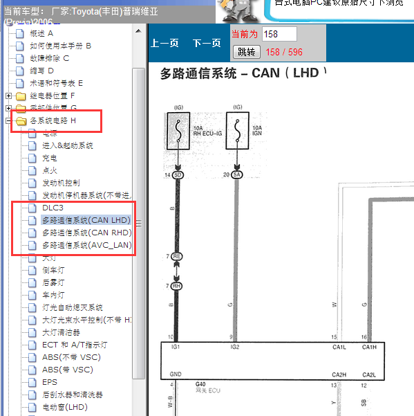 2006年普瑞维亚CAN电路图