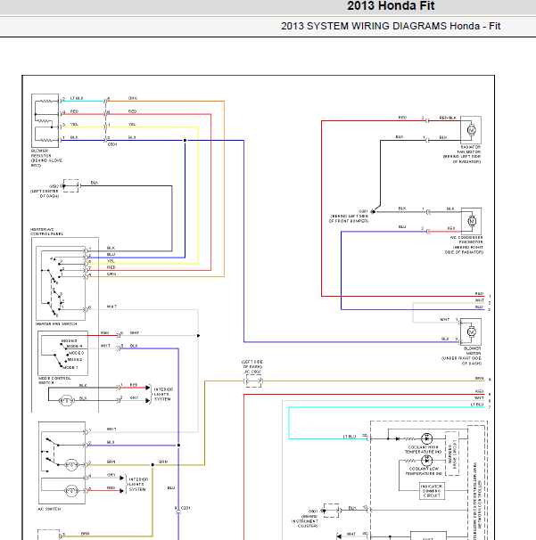2013年本田飞度手动空调电路图