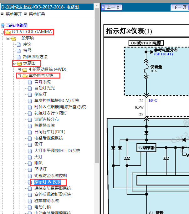 17年起亚KX3仪表电路图