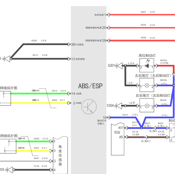 2017年瑞虎3X ESP车身稳定系统线路图