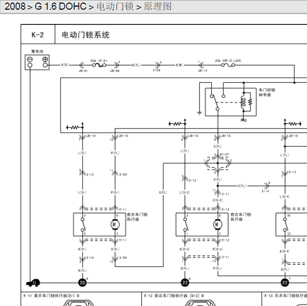 2008年起亚赛拉图门锁电路图