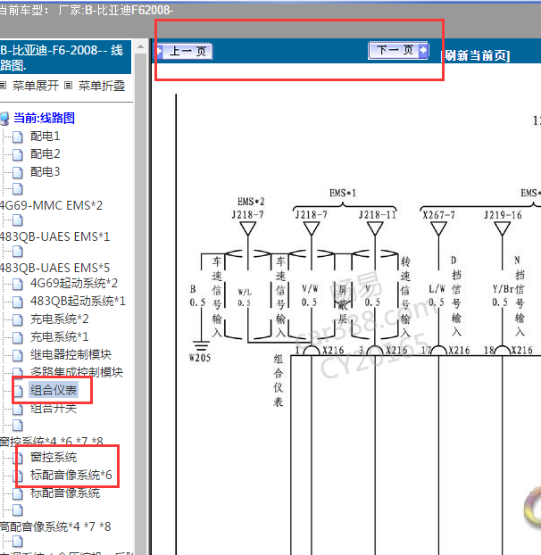 2006年比亚迪F6仪表电路图