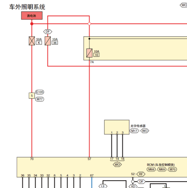 2017年日产途乐外部灯光电路图