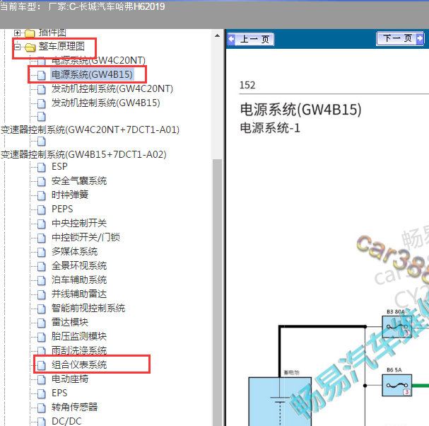 2019年哈弗H6仪表及电源电路图