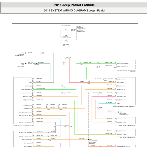 2011年吉普自由客车窗控制电路图