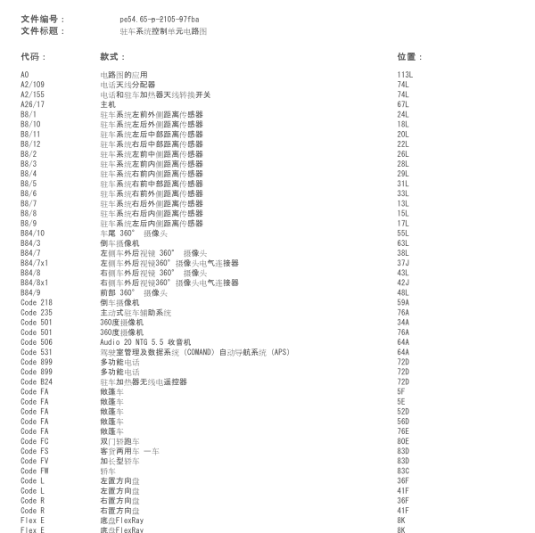 奔驰C180L驻车辅助电路图