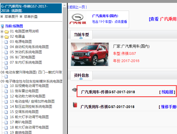 2017-2018年广汽传祺GS7电路图