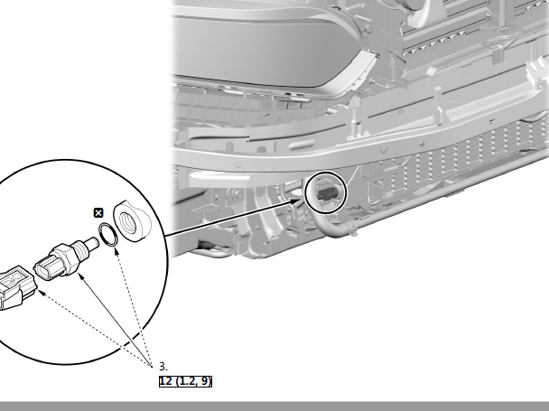 2020年本田英诗派PCU冷却液传感器的安装位置