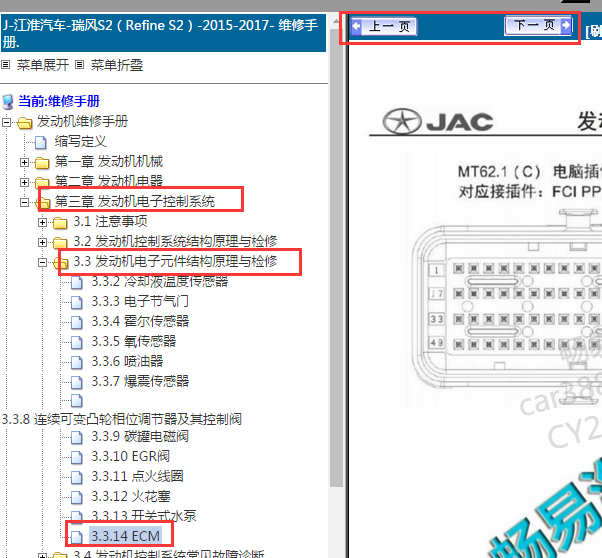 2015-2017年江淮瑞风S2发动机针脚