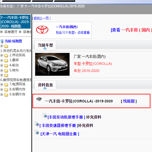 2019年卡罗拉全车电路图