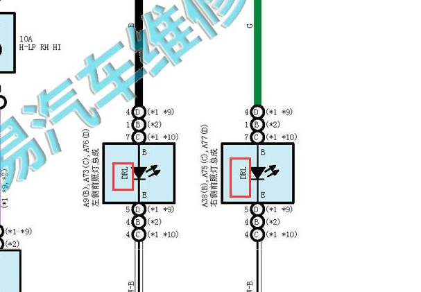 2013-2019年雷克萨斯CT200H 日间行车灯电路图