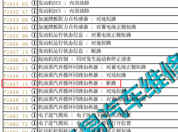P16A7故障码资料