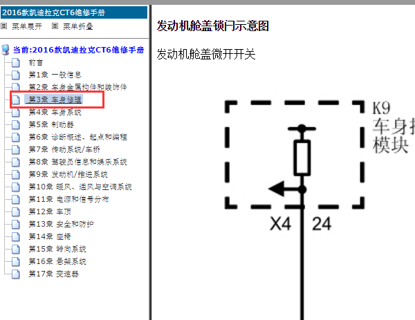 2016年凯迪拉克CT6机盖锁电路图