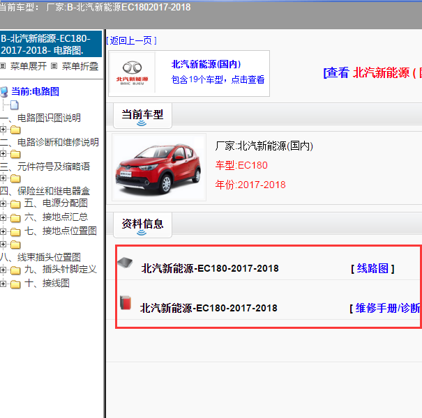 2017年北汽新能源EC180全车电路图