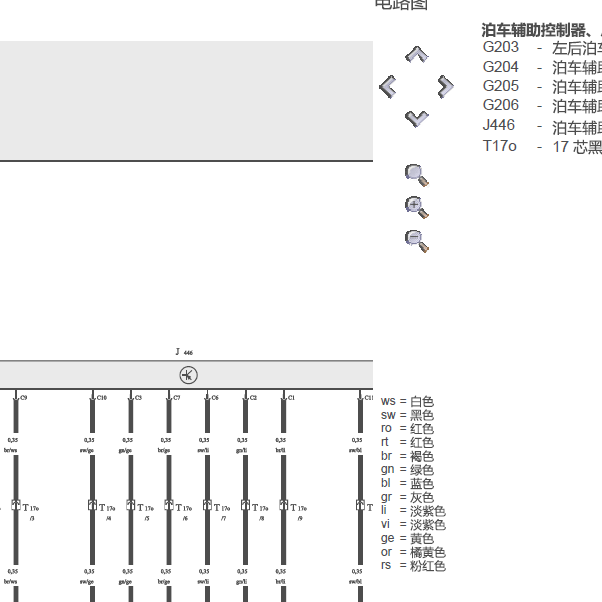 2003年奥迪A8驻车辅助电路图