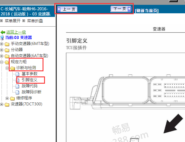 2016-2018年哈弗H6自动变速箱电脑针脚图