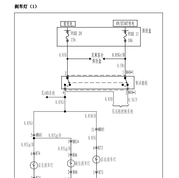 2008年瑞风祥和刹车灯开关电路图