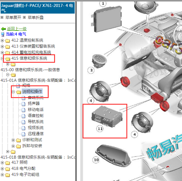 2017年捷豹 F-PACE音频主机位置