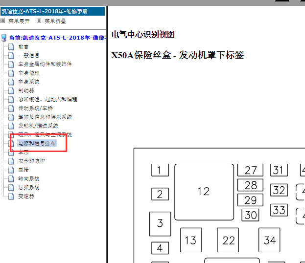 2018年凯迪拉克ATSL保险丝说明和位置资料
